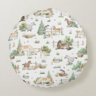 Cute Ponies Round Cushion