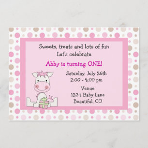 Cute Pony 1st Birthday Invitation for Girls