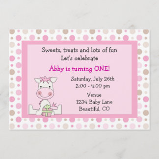 Cute Pony 1st Birthday Invitation for Girls
