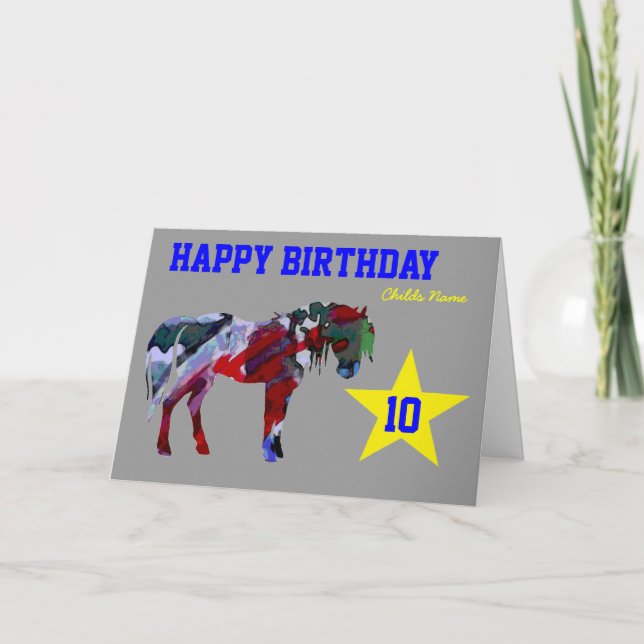 Cute Pony Birthday Card - 10th Birthday Card (Front)