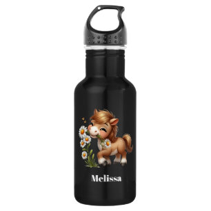 Cute Pony Eating Daisies 532 Ml Water Bottle