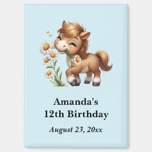 Cute Pony Eating Daisies Party Save the Date Magnet