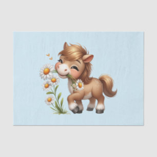 Cute Pony Eating Daisies Tissue Paper