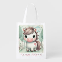 Cute Pony Heart Whimsical Forest Horse Tote