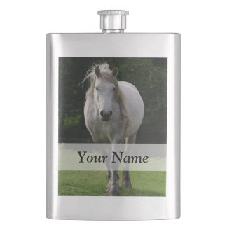 Cute pony photograph hip flask
