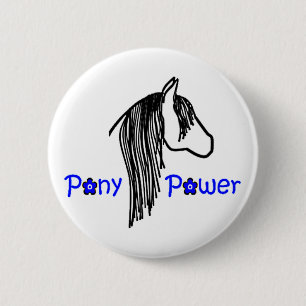 Cute Pony Power in Blue Horse 6 Cm Round Badge
