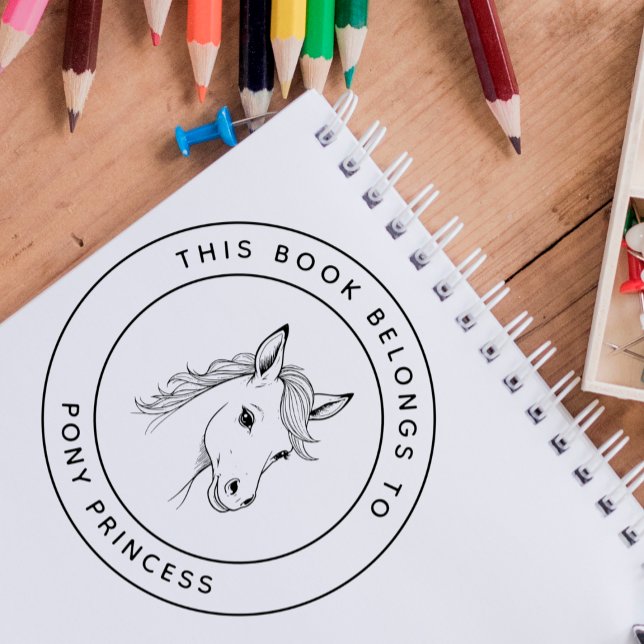 Cute Pony Princess This Book Belongs To Kid's Name Self-inking Stamp (Creator Uploaded)