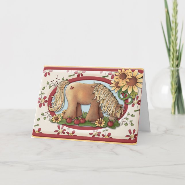 Cute Pony Thank you Card or Notecard (Front)