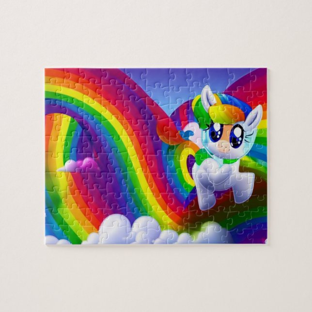 Cute Pony With Rainbow, Baby Pony Jigsaw Puzzle (Horizontal)