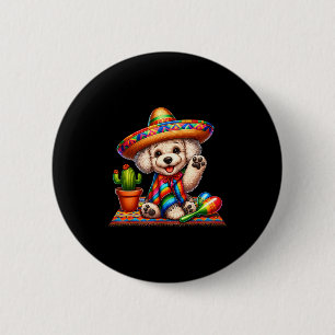 Cute poodle cinco de mayo 2025 dogs lovers sombrer 6 cm round badge