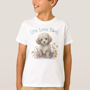 Cute Poodle Dog Floral T-Shirt