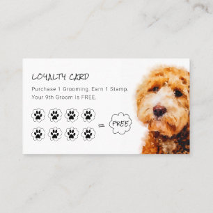 Cute Poodle Dog Grooming Shop Loyalty Business Card
