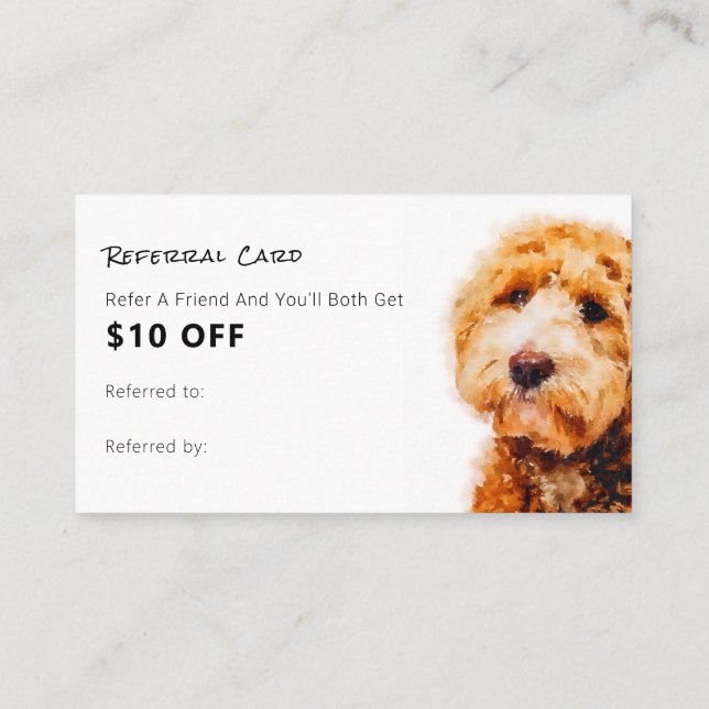 Cute Poodle Dog Grooming Shop Referral Business Card (Back)
