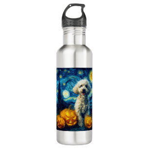 Cute Poodle Dog Halloween Jack O Lantern Pumpkin F 710 Ml Water Bottle