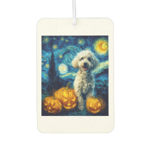 Cute Poodle Dog Halloween Jack O Lantern Pumpkin F Car Air Freshener