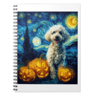 Cute Poodle Dog Halloween Jack O Lantern Pumpkin F Notebook