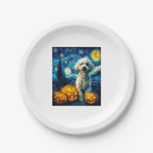 Cute Poodle Dog Halloween Jack O Lantern Pumpkin F Paper Plate