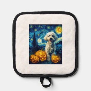 Cute Poodle Dog Halloween Jack O Lantern Pumpkin F Pot Holder