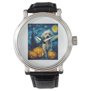 Cute Poodle Dog Halloween Jack O Lantern Pumpkin F Watch