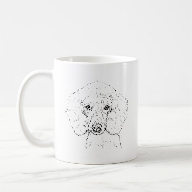 Cute Poodle Dog Illustration, Hand Drawn Coffee Mug (Left)