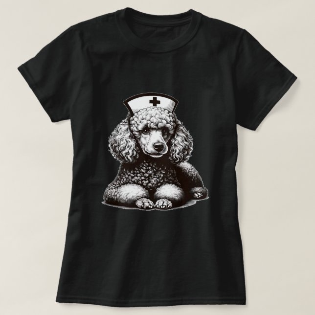 Cute Poodle Dog nurses Puppy Hospital Nursing Love T-Shirt (Design Front)
