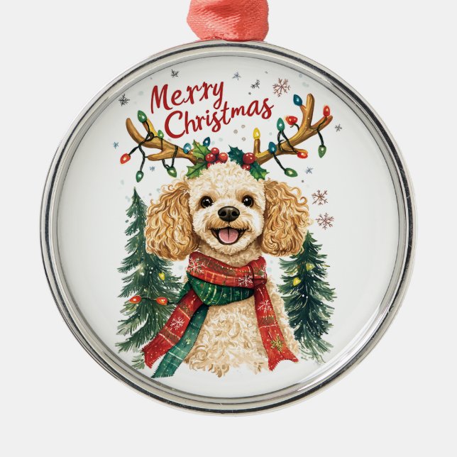 Cute Poodle Dog Ornament (Front)