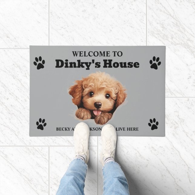Cute Poodle Dog Photo Doormat (Indoor)