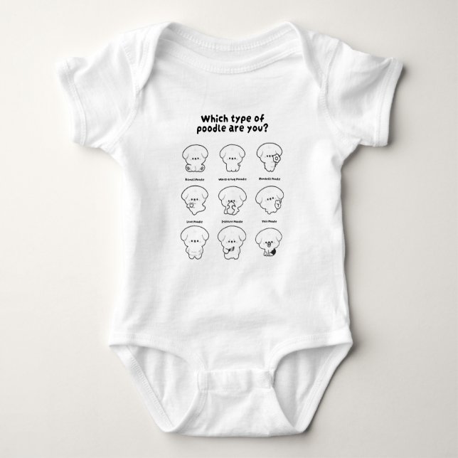 Cute Poodle Doodle Baby Bodysuit (Front)
