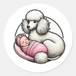 Cute Poodle for her Classic Round Sticker