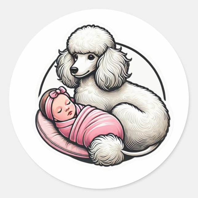 Cute Poodle for her  Classic Round Sticker (Front)