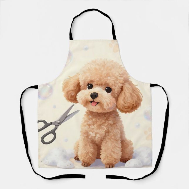 Cute Poodle Grooming Bubbles Scissors  Apron (Front)