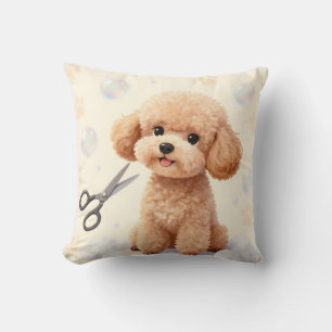 Cute Poodle Grooming Bubbles Scissors Cushion