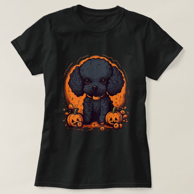 Cute Poodle Halloween Standard Poodle Dog Lovers B T-Shirt (Design Front)