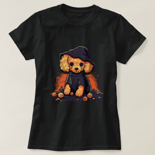 Cute Poodle Halloween Standard Poodle Dog Lovers B T-Shirt (Design Front)