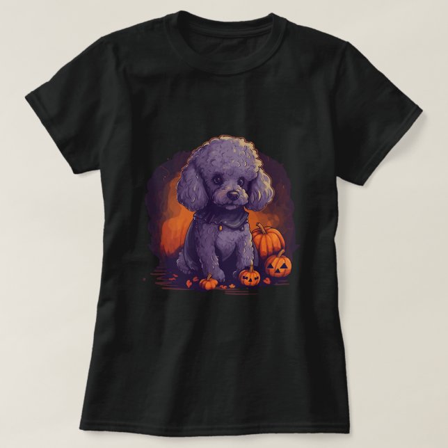 Cute Poodle Halloween Standard Poodle Dog Lovers B T-Shirt (Design Front)