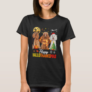 Cute Poodle Happy Hallothanksmas Halloween Thanksg T-Shirt