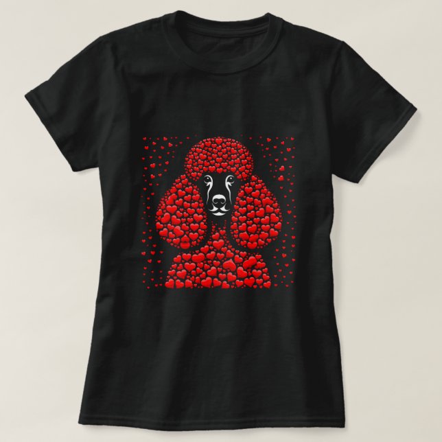 Cute Poodle Heart Kids Mens Womens Dog Valentine P T-Shirt (Design Front)