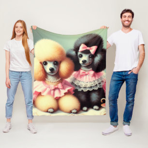 Cute Poodle Illustration Fleece Blanket