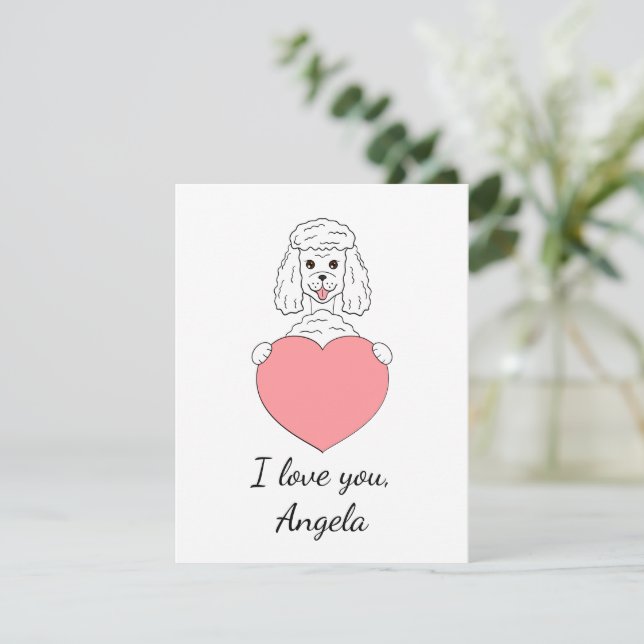 Cute poodle in love Valentine Holiday Card (Standing Front)