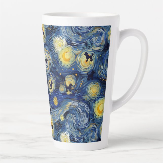 Cute Poodle Pattern Dog Scarf Latte Mug (Right)