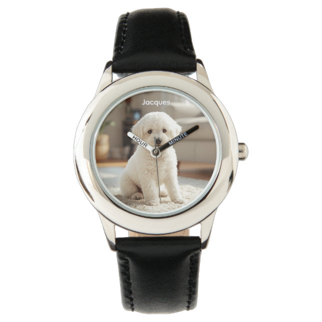 Cute Poodle Personalised Kid's Watch (Front)