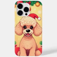 Cute Poodle Puppy in Christmas Scene with Gifts