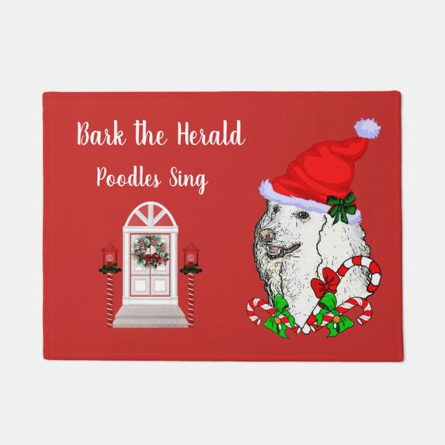 Cute Poodle Santa Christmas  Doormat (Front)