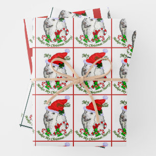 Cute Poodle Santa Christmas Wrapping Paper Sheet