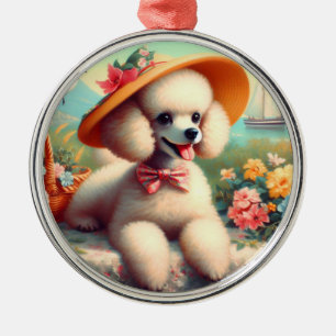 Cute Poodle Vintage Painting Metal Tree Decoration