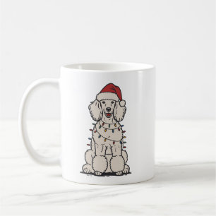 Cute Poodle Wrapped in Christmas Lights Holiday Coffee Mug