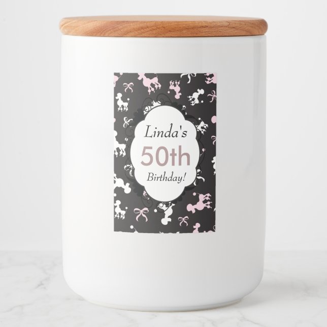 Cute poodles for your birthday food label (Front)