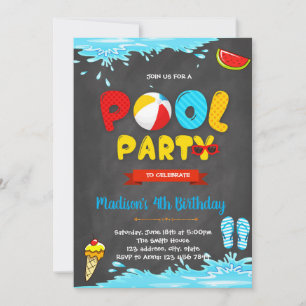 Cute pool birthday invitation