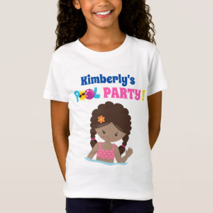 Cute Pool Party African American Birthday Girl T-Shirt