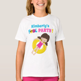 Cute Pool Party Birthday Girl Custom Name T-Shirt